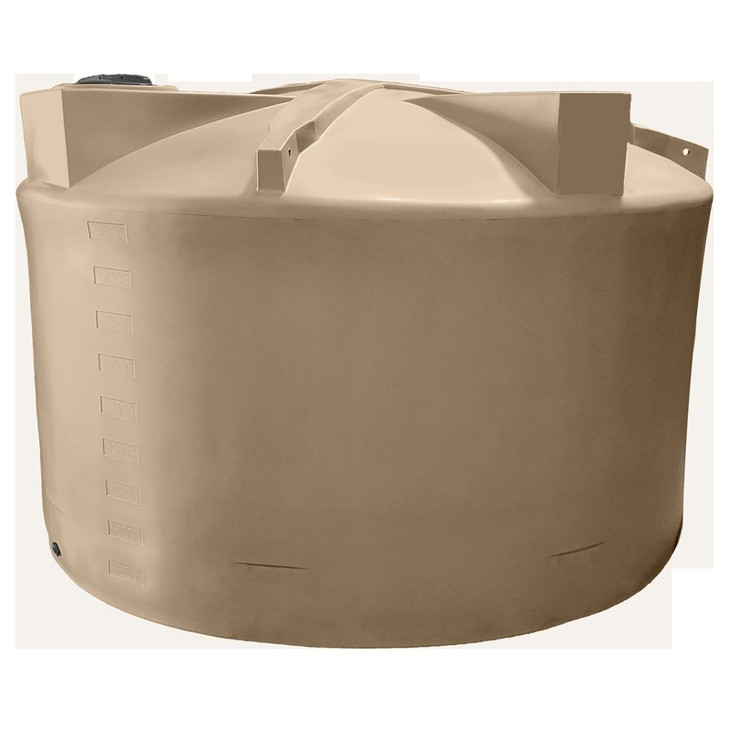 Bushman 5000 Gallon Plastic Vertical Water Storage Tank with Low Profile Design in Mocha