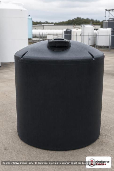 Snyder Industries 550 Gallon Plastic Vertical Chemical Storage Tank in Black. High Density Linear Polyethylene; Black; 75" H