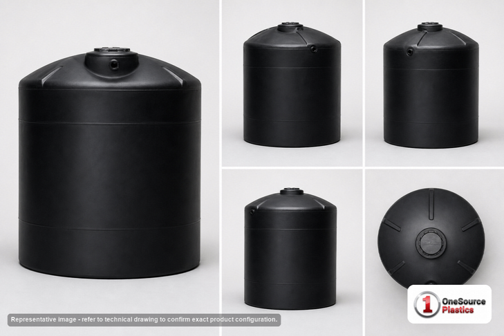 Snyder Industries 550 Gallon Plastic Vertical Chemical Storage Tank in Black