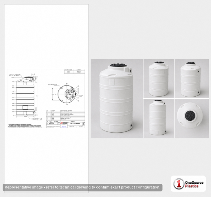 Snyder Industries 750 Gallon Plastic Vertical Chemical Storage Tank in White