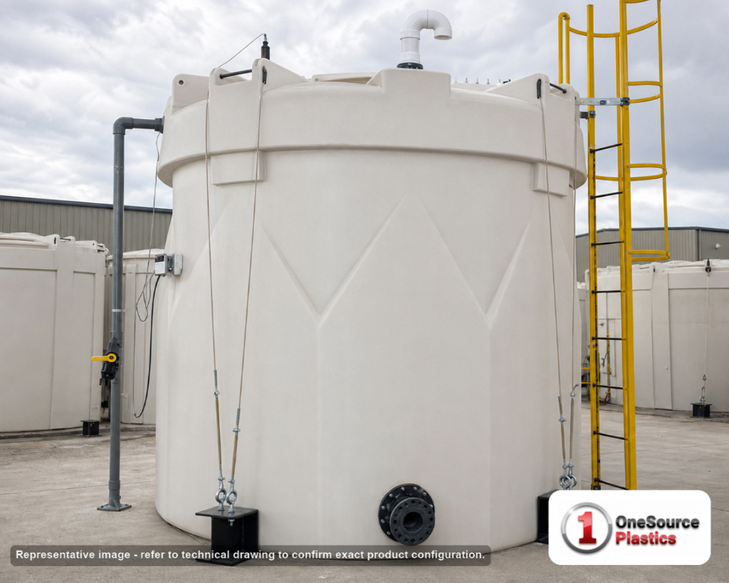 Snyder Industries 10,000 Gallon XLPE Captor Double Wall Liquid Storage Tank - 1.9 specific gravity. 10000.0 gallon capacity; Cross Linked Polyethylene; White; dimensions 226.0in H x 142.0in W x 142.0in L; 7400.0 lb empty; 1.9 specific gravity rating; fittings: 1 Manway / Lid; max temp 140 deg  F / 60 deg  C; 3 Year Warranty. Manufacturer part number 1006600n42. Manufactured by Snyder. Sold by OneSource Plastics (https://www.onesourceplastics.com)