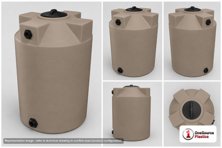 Bushman 100 Gallon Plastic Vertical Water Storage Tank in Mocha