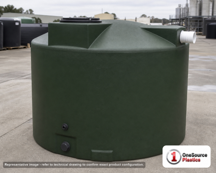 Bushman 1000 Gallon Plastic Vertical Rainwater Harvesting Tank in Green. Polyethylene; Green; 65" H x 75" W x 75" L.