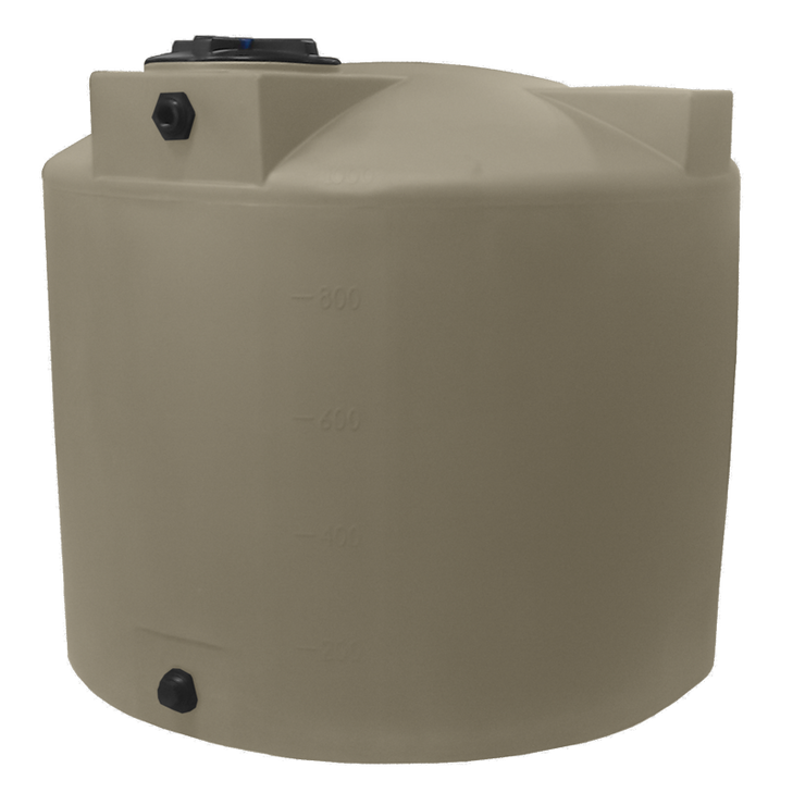 Bushman 1000 Gallon Plastic Vertical Water Storage Tank in Mocha