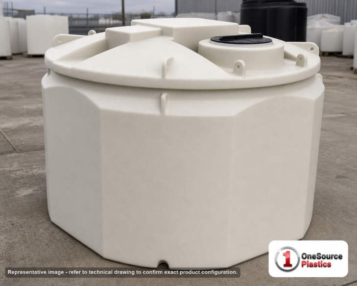 Snyder Industries 1000 Gallon XLPE Vertical Double Wall Liquid Storage Tank in White. 1000.0 gallon capacity; Cross-Linked Polyethylene; White; dimensions 69.0in H x 81.0in W x 81.0in L; 525.0 lb empty; 1.9 specific gravity rating; fittings: 1 Manway / Lid; max temp 140 deg  F / 60 deg  C; 3 Year Warranty. Manufacturer part number 5990102n42. Manufactured by Snyder. Sold by OneSource Plastics (https://www.onesourceplastics.com).