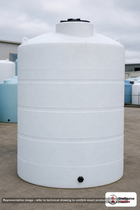 Norwesco 10500 Gallon HDPE Vertical Liquid Storage Tank. . Manufacturer part number N-47640. Sold by OneSource Plastics (https://www.onesourceplastics.com).