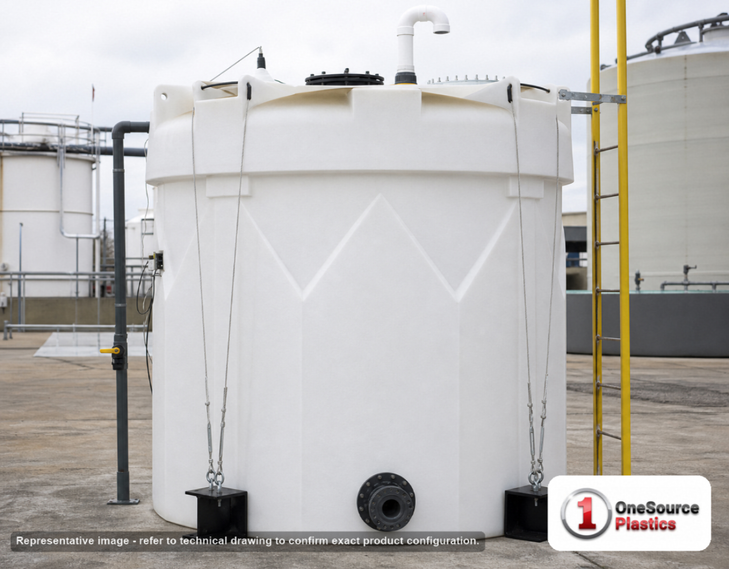 Snyder Industries 1100 Gallon HDPE Vertical Double Wall Liquid Chemical Storage Tank for Sulfuric Acid in White. 1100 gallon