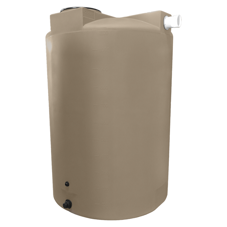 Bushman 1150 Gallon Plastic Vertical Rainwater Harvesting Tank in Mocha