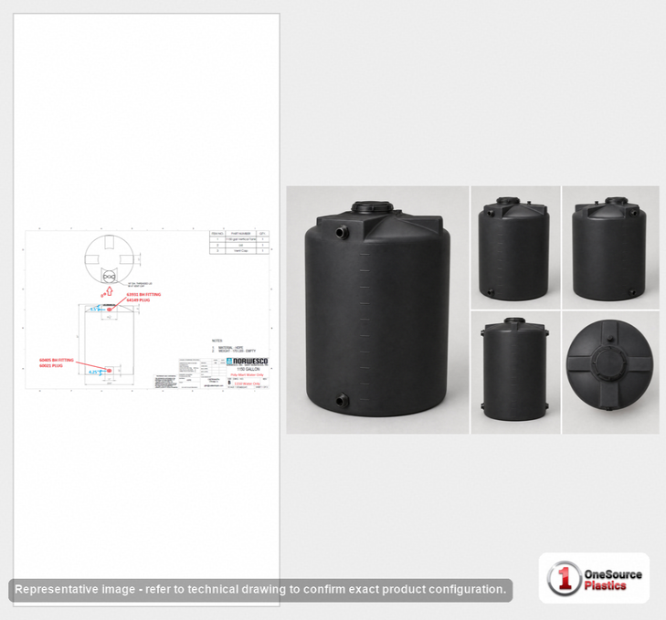 Bushman 1150 Gallon Plastic Vertical Water Storage Tank in Black