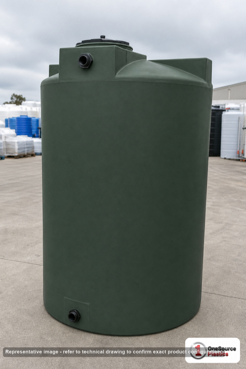 Bushman 1150 Gallon Plastic Vertical Water Storage Tank in Dark Green. . Manufacturer part number BM-30357. Sold by OneSource Plastics (https://www.onesourceplastics.com).
