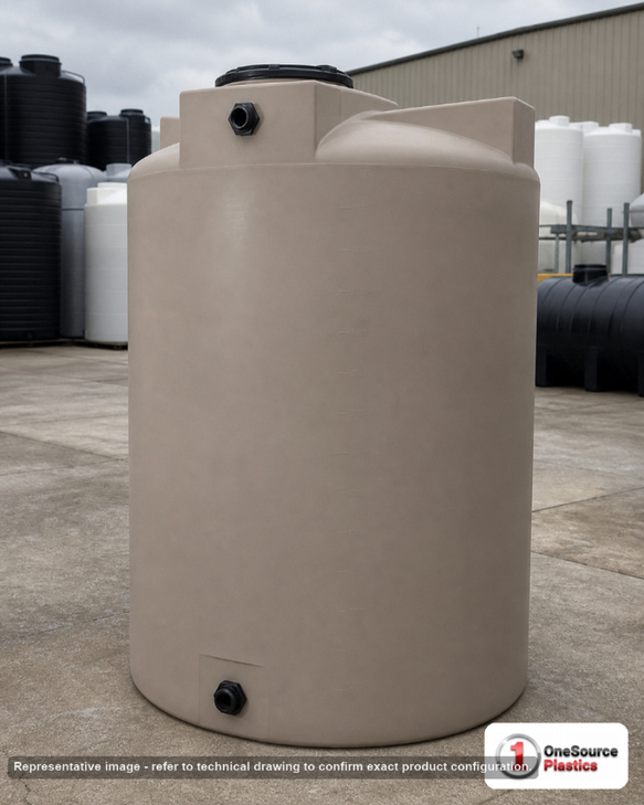 Bushman 1150 Gallon Plastic Vertical Water Storage Tank in Mocha. . Manufacturer part number BM-30752. Sold by OneSource Plastics (https://www.onesourceplastics.com).
