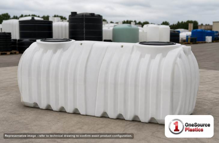 Norwesco 1175 Gallon Underground Water Storage Cistern Tank. Polyethylene; White; 51" H x 60" W x 127" L.