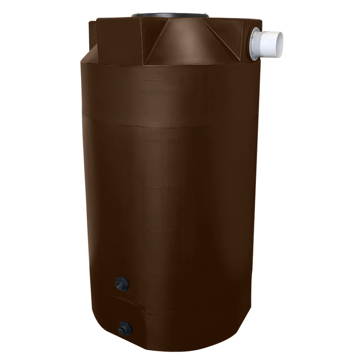 Bushman 125 Gallon Plastic Vertical Rainwater Harvesting Tank in Dark Brown