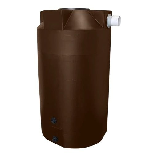 Bushman 125 Gallon Plastic Vertical Rainwater Harvesting Tank in Dark Brown