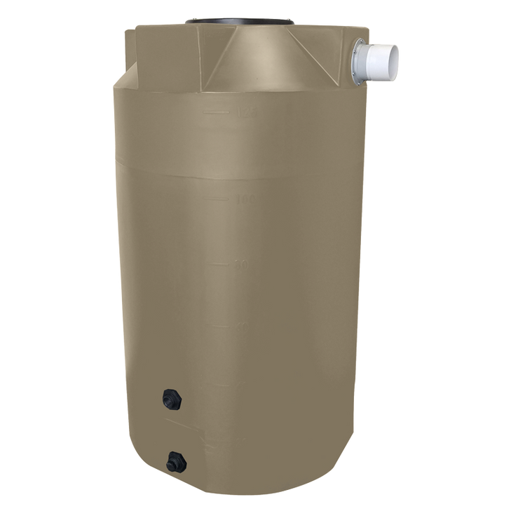Bushman 125 Gallon Plastic Vertical Rainwater Harvesting Tank in Mocha