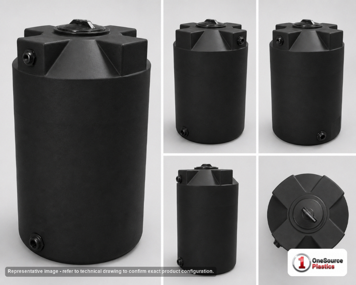 Bushman 125 Gallon Plastic Vertical Water Storage Tank in Black