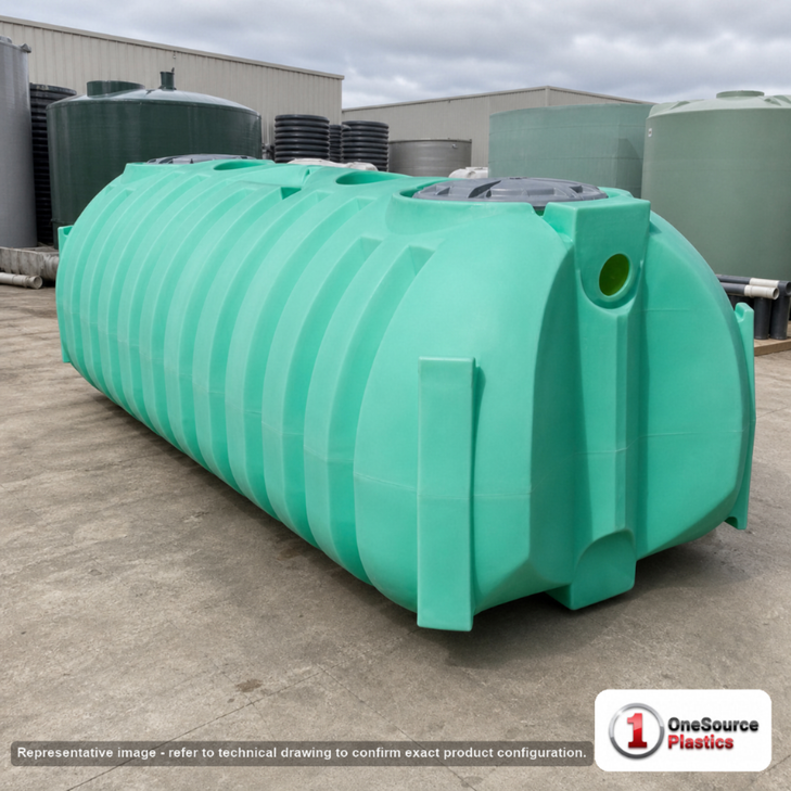 Norwesco 1250 Gallon Plastic One Compartment Septic Tank with Loose Plumbing and Low Profile Design - IAPMO Certified