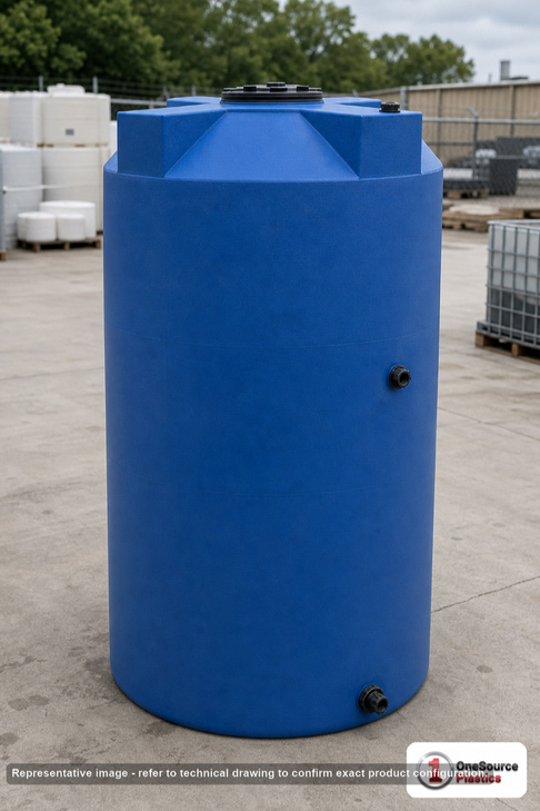 Bushman 150 Gallon Plastic Vertical Emergency Water Storage Tank in Blue. Polyethylene; Blue; 58" H x 30" W x 30" L.