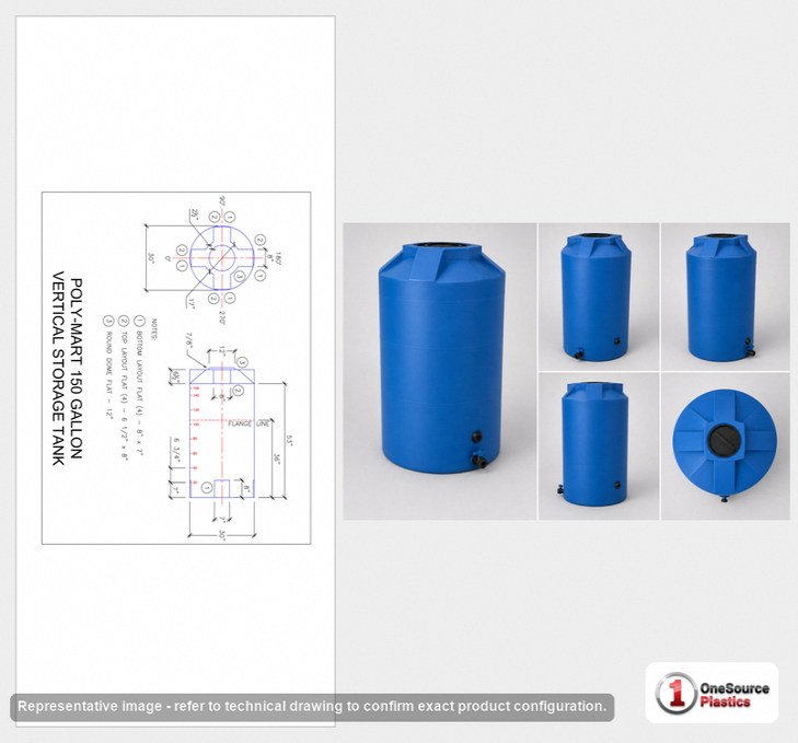 Bushman 150 Gallon Plastic Vertical Emergency Water Storage Tank in Blue