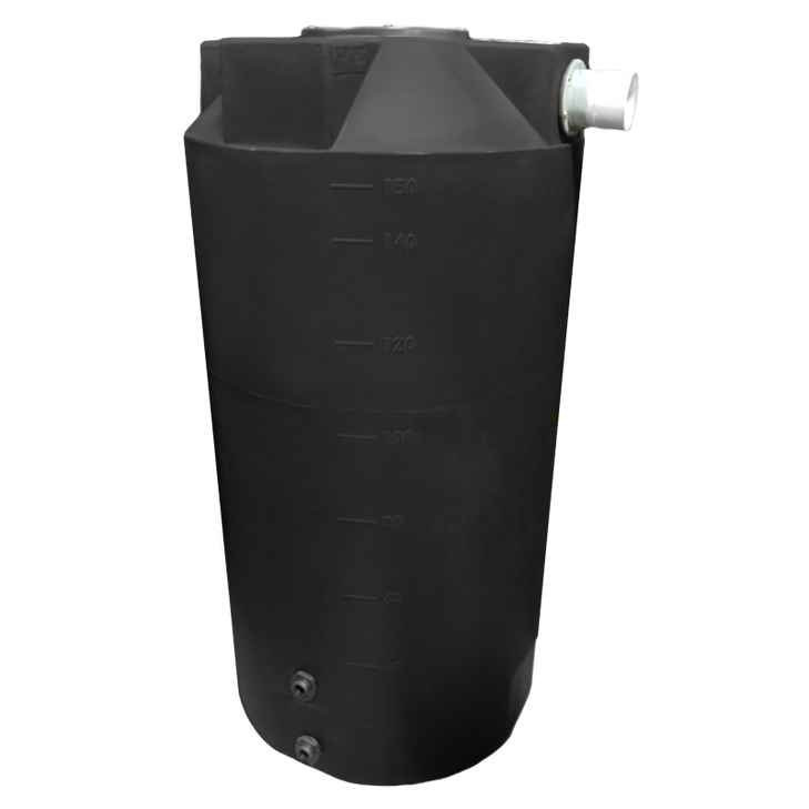 Bushman 150 Gallon Plastic Vertical Rainwater Harvesting Tank in Black