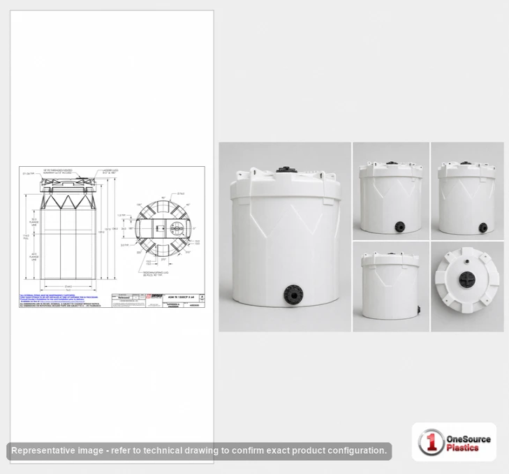Dimensional spec drawing for Snyder Industries 1550 Gallon Double Wall Tank (76" L x 76" W x 136" H)