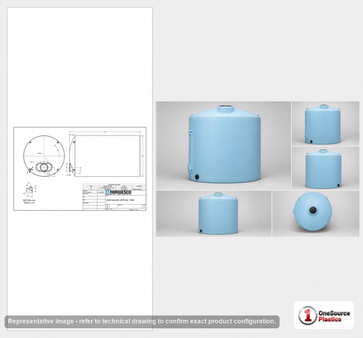 Norwesco 15500 Gallon Vertical Liquid Storage Tank in Blue