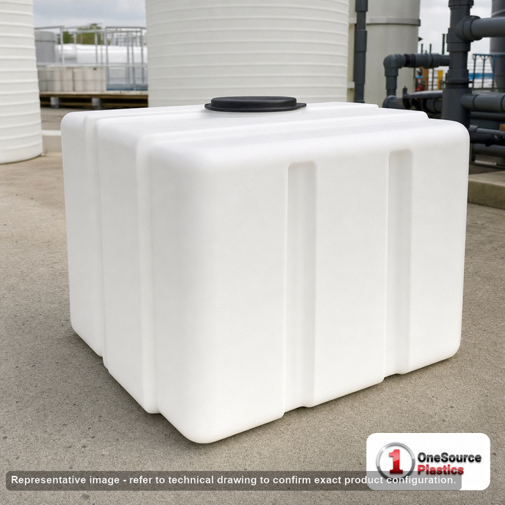 Norwesco 200 Gallon Plastic Portable Loaf Utility Tank in White. 200 gallon capacity; Polyethylene; White; dimensions 29.0in H x 36.0in W x 48.0in L; 60.82 lb empty; 1.5 specific gravity rating; fittings: 1 Manway / Lid; max temp 120 deg  F / 48 deg  C; 3 Year Warranty. Manufacturer part number 43612. Manufactured by Norwesco. Sold by OneSource Plastics (https://www.onesourceplastics.com).