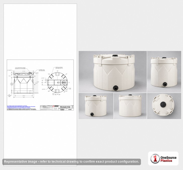 Snyder Industries 2000 Gallon XLPE Vertical Double Wall Liquid Chemical Storage Tank in White