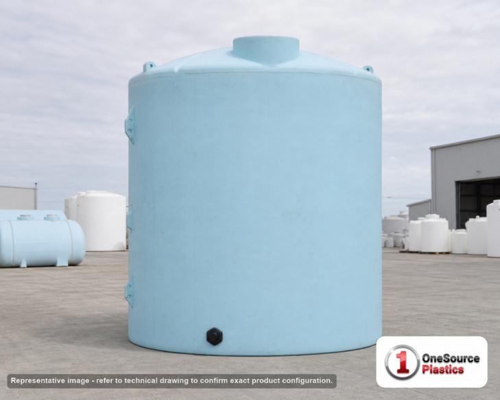 Norwesco 20000 Gallon HDPE Vertical Liquid Storage Tank. High Density Linear Polyethylene; Blue; 242" H x 165" W x 165" L.