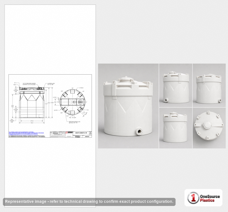 Snyder Industries 2500 Gallon XLPE Double Wall Tank in White 1.9 SG