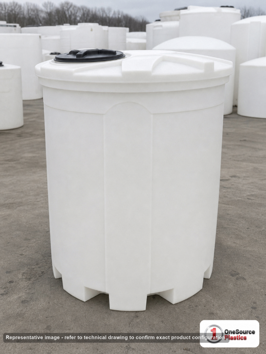 Snyder Industries 275 Gallon Plastic Vertical Double Wall Liquid Chemical Storage Tank in White. 275.0 gallon capacity; High Density Linear Polyethylene; White; dimensions 63.0in H x 47.0in W x 47.0in L; 165.0 lb empty; 1.9 specific gravity rating; fittings: 1 Manway / Lid; max temp 120 deg  F / 48 deg  C; 3 Year Warranty. Manufacturer part number 5740102n45. Manufactured by Snyder. Sold by OneSource Plastics (https://www.onesourceplastics.com).