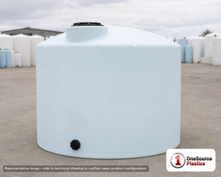 Norwesco 3000 Gallon HDPE Vertical Liquid Storage Tank. Manufacturer part number N-43138.