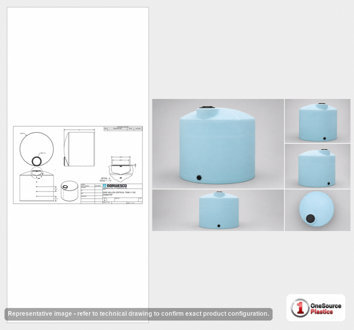 Norwesco 3000 Gallon HDPE Vertical Liquid Storage Tank