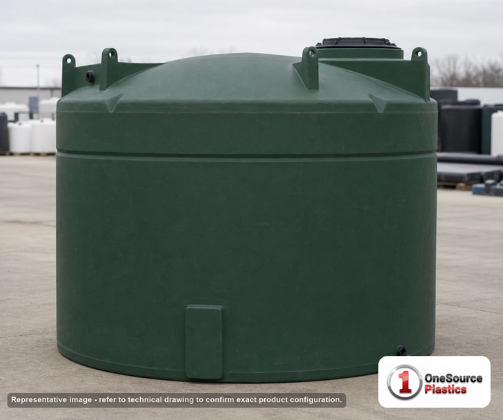 Snyder Industries 3000 Gallon Plastic Vertical Water Storage Tank in Green. 3000 gallon capacity; High Density Linear