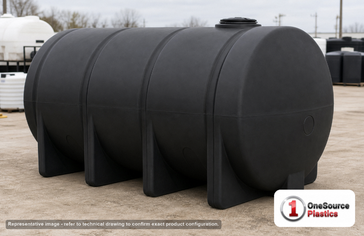 Norwesco 3135 Gallon HDPE Horizontal Elliptical Leg Tank in Black. 3135 gallon capacity; High Density Linear Polyethylene