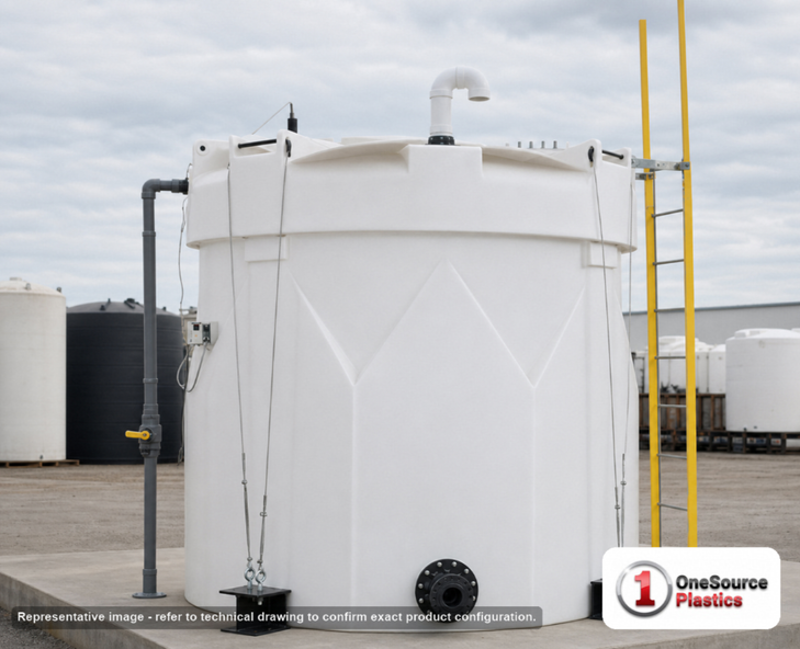 Snyder Industries 3500 Gallon Plastic Vertical Double Wall Liquid Chemical Storage Tank in White. 3500 gallon capacity; High