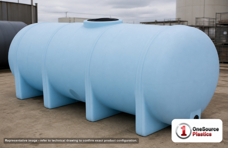 Norwesco 4035 Gallon HDPE Horizontal Elliptical Leg Tank in Blue. High Density Linear Polyethylene; Blue; 75" H x 92" W x