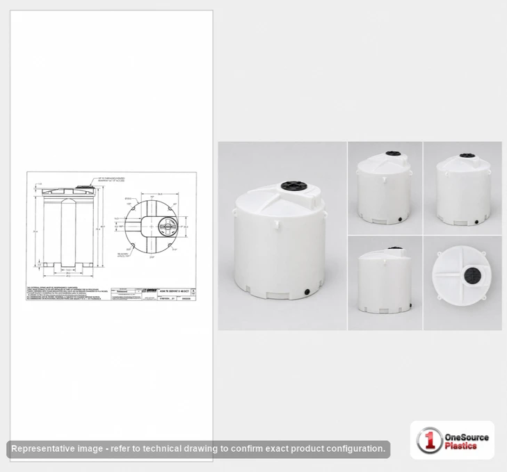 Dimensional spec drawing for Snyder Industries 500 Gallon Double Wall Tank (53" L x 53" W x 81" H)