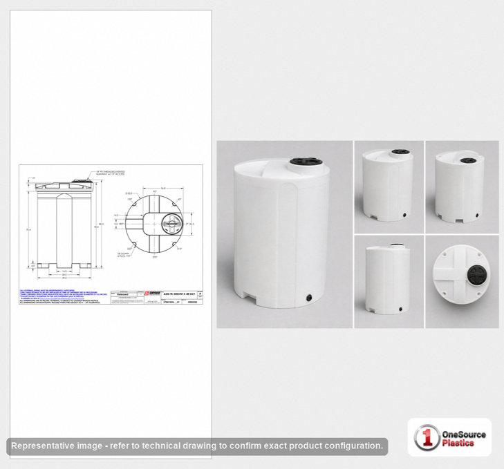 Dimensional spec drawing for Snyder Industries 500 Gallon Double Wall Tank (53" L x 53" W x 81" H)