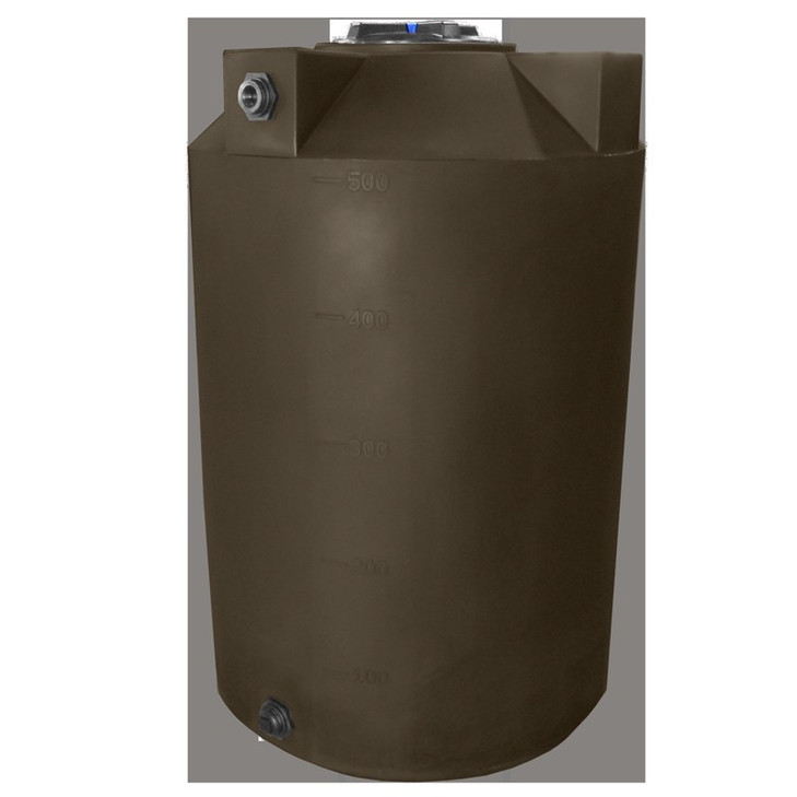 Bushman 500 Gallon Plastic Vertical Water Storage Tank in Dark Brown