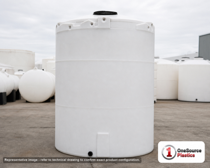 Snyder Industries 5000 Gallon HDPE Vertical Liquid Storage Tank with ASTM Certification. 5000 gallon capacity; Polyethylene