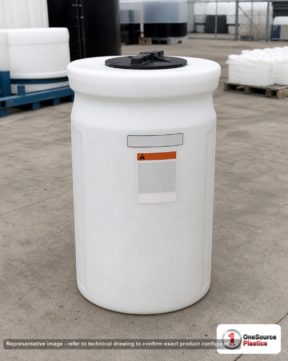 Snyder Industries 60 Gallon Plastic Vertical Double Wall Liquid Chemical Storage Tank in White. 60 gallon capacity; High