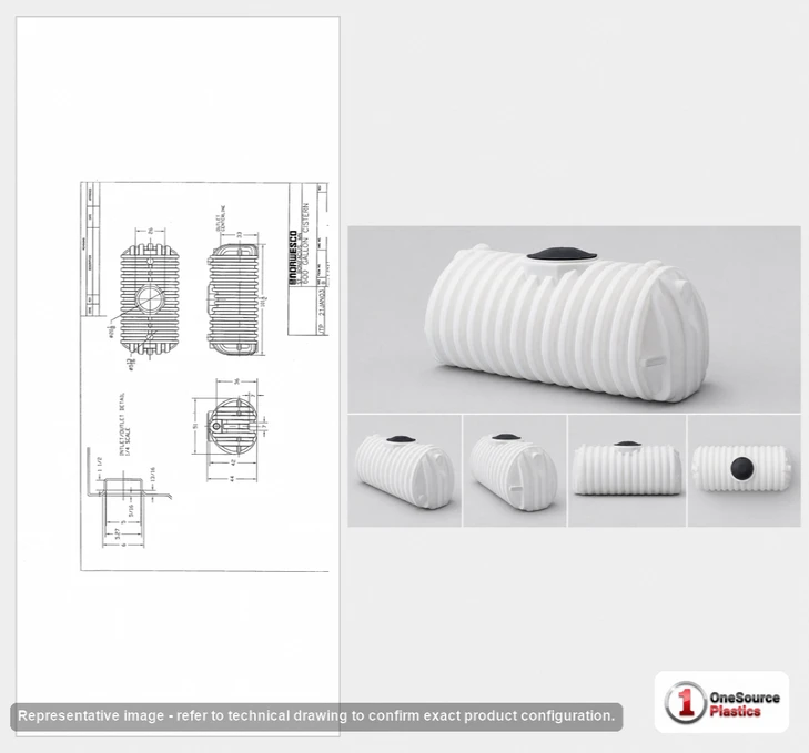 Dimensional spec drawing for Norwesco 600 Gallon Underground Water Tank (101" L x 51" W x 47" H)