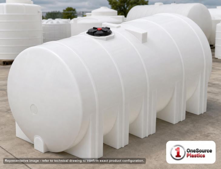 Norwesco 6025 Gallon Horizontal Leg Tank in White. . Manufacturer part number N-44314. Sold by OneSource Plastics (https://www.onesourceplastics.com).