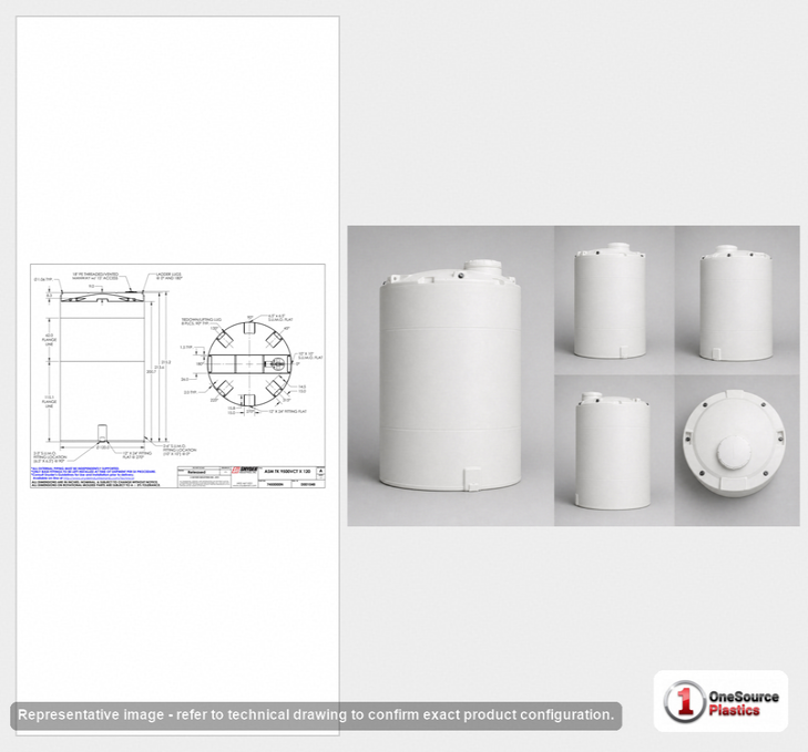 Snyder Industries 9500 Gallon HDPE Vertical Chemical Storage Tank in White