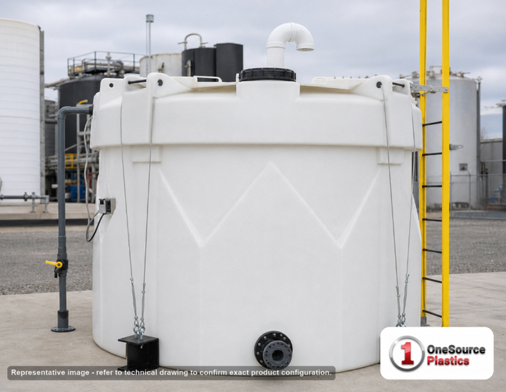 Snyder Industries 550 Gallon 1.9 S.G. Vertical Double Wall Liquid Chemical Storage Tank in Opaque White. 550 gallon