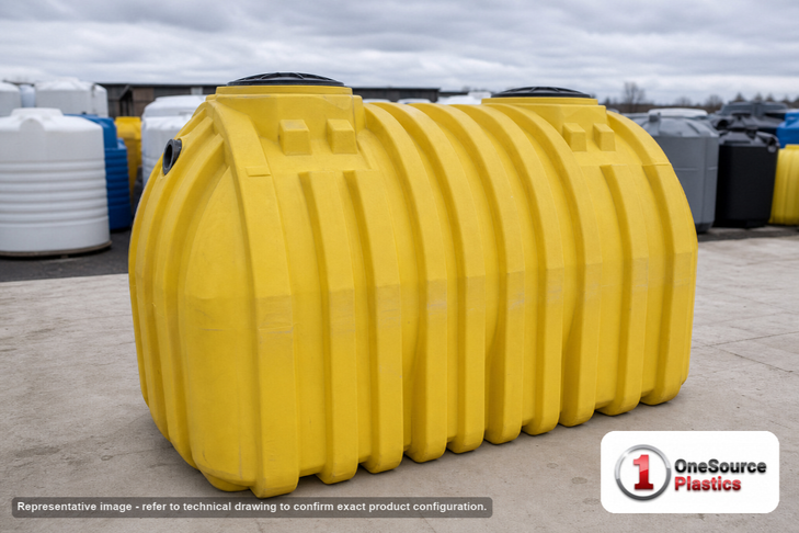 Norwesco 1000 Gallon Norwesco Septic Tank. Polyethylene; Yellow; 63" H x 60" W x 102" L; fittings: 1 Inlet, 1 Outlet, 2