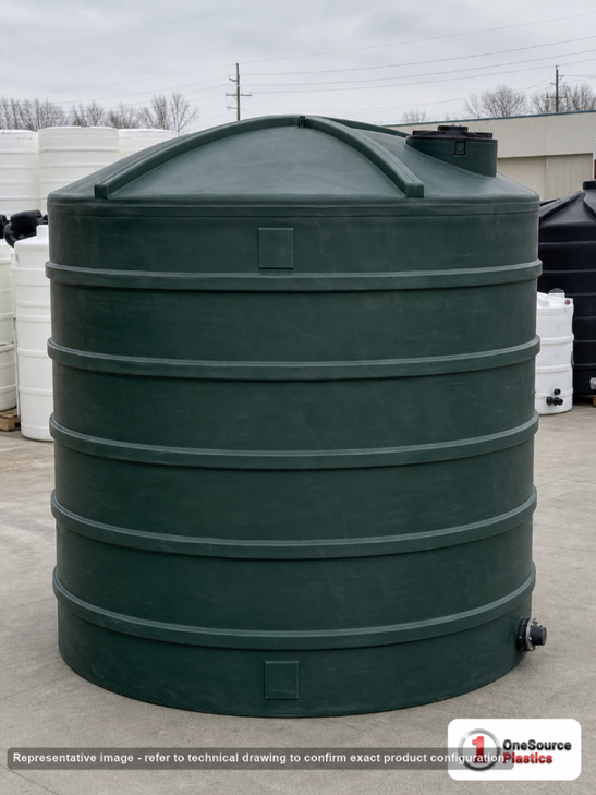 Snyder Industries 10000 Gallon Plastic Vertical Liquid Storage Tank in Dark Green. High Density Linear Polyethylene; Green