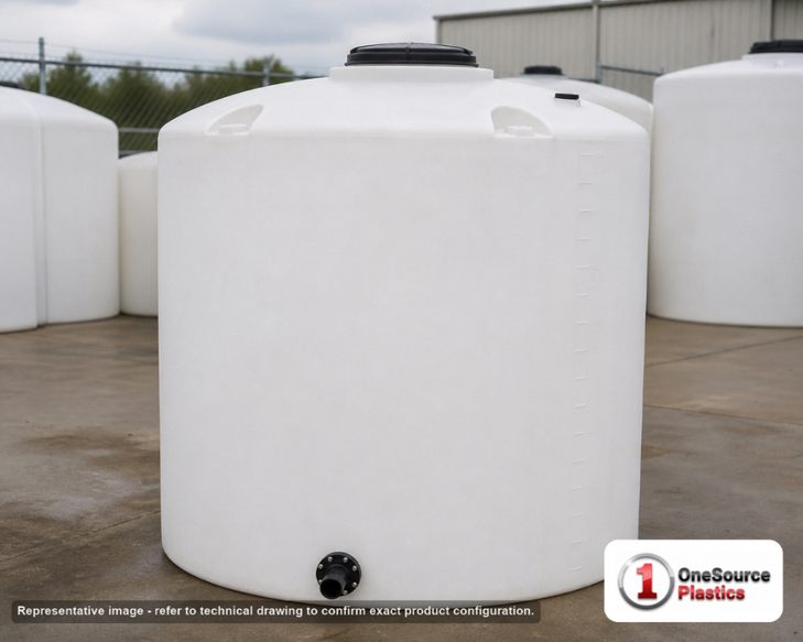 Snyder Industries 1100 Gallon Plastic Vertical Chemical Storage Tank in White. 1100 gallon capacity; High Density Linear