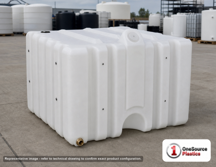 Snyder Industries 120 Gallon Cubetainer Tank with Brass Dipense Fitting. 120 gallon capacity; High Density Linear